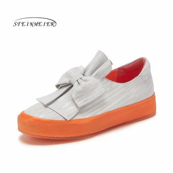 

Women flat shoes 2020 genuine leather slip on flats platform brogues ladies summer woman gladiator flat rubber sole shoes