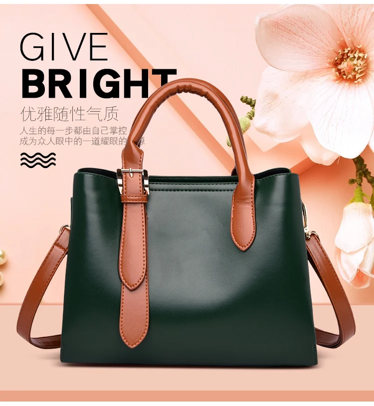 

Fashionable female PU solid simple large capacity messenger bag zipper shopping bag single shoulder soft bag