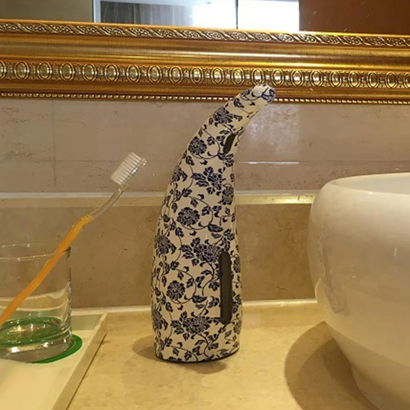 Automatic Soap Dispenser 300Ml Kitchen Bathroom Gadget Abs Automatic Smart Sensor Liquid Soap Dispenser Blue And White Porcela