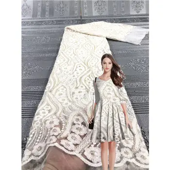 

2020 High quality African Sequin Embroidered Lace Fabric For Sewing Dress 5Yards diy lace fabric french mesh sequin lace fabric