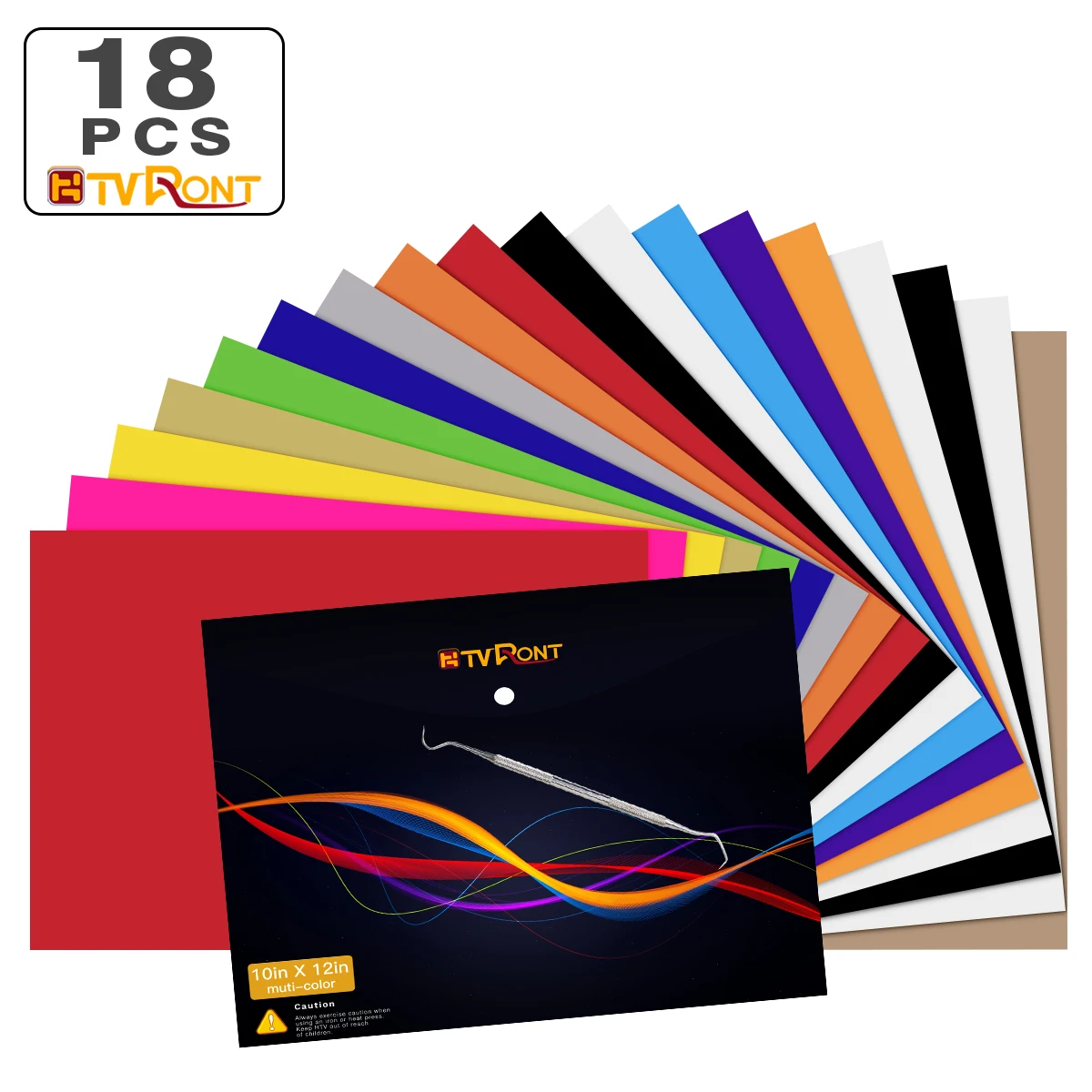 18 Pack 12inchX10inch HTVRONT Heat Transfer Vinyl Sheets Multi