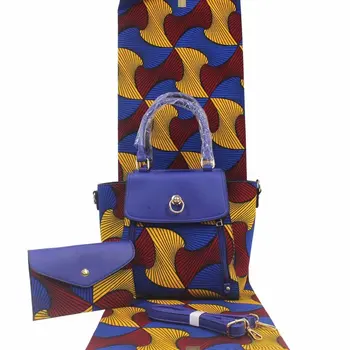 

african wax fabric 100% cotton wax print fabric with handbags set high quality african wax for women