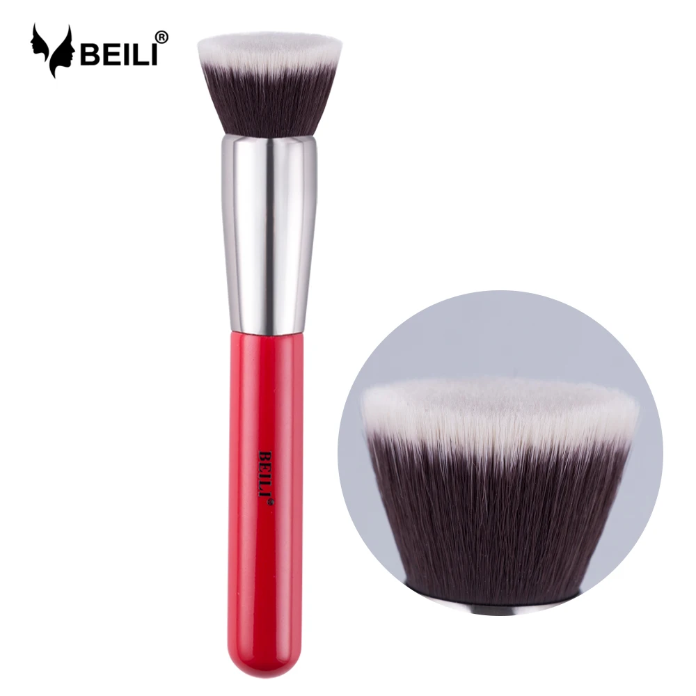 BEILI Red 1 pieces Makeup Brush Synthetic Hair Nano Wool Fiber Foundation Blush Concealer Professional Vegan Make up Tool | Красота и