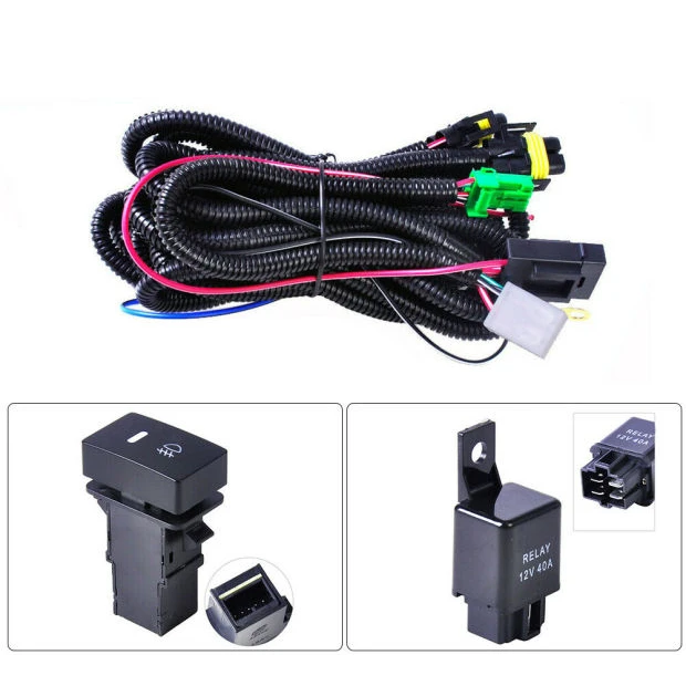 12V черный противотуманный светильник Жгут+ индикаторный переключатель+ автомобильное реле для LS 2005-2006