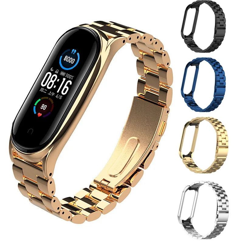 Металлический браслет для Xiaomi Mi Band 3 4 из нержавеющей стали