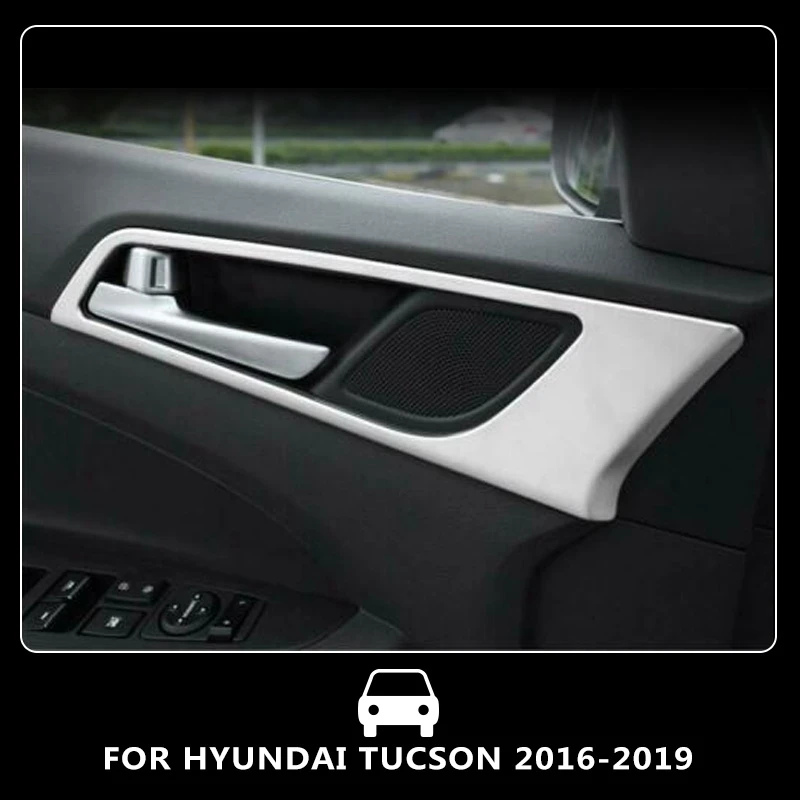 Натуральная pcmos Новые матовые интерьер дверная ручка Накладка для hyundai Tucson- интерьер Молдинги Stickera Запчасти 4 шт./компл