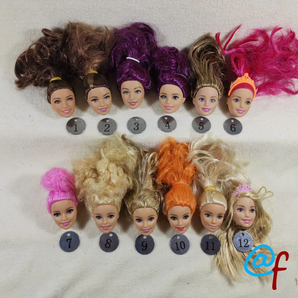 

B20-25 Original Foreign Trade European Beauty1/6 OOAK NUDE Doll Head Mussed Long Hair for DIY Soft PVC Head 90%NEW