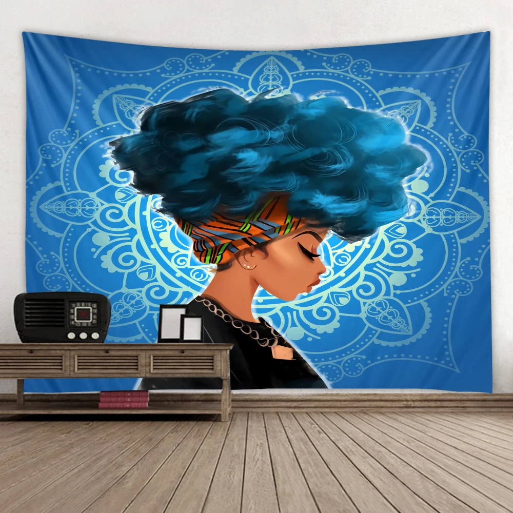 African Women Tapestry Home Decor Wall Hanging Carpet The African Grassland Sunset Landscape Blabket