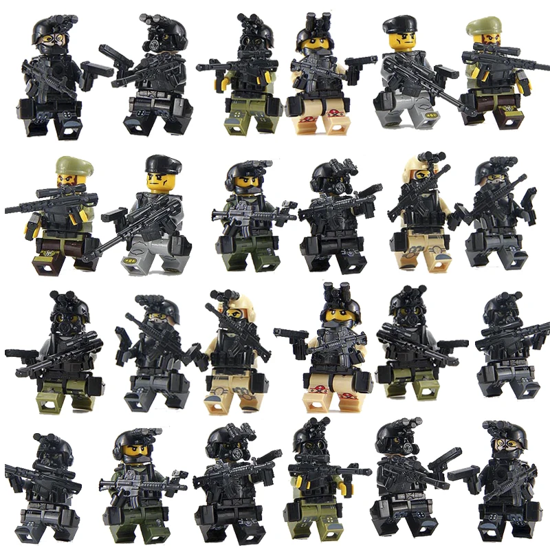 

HOT 24PCS ww2 Compatible legoed Military Soldier SWAT Army Special Forces Team Soldiers Weapons Buil Kids Toy Gifts