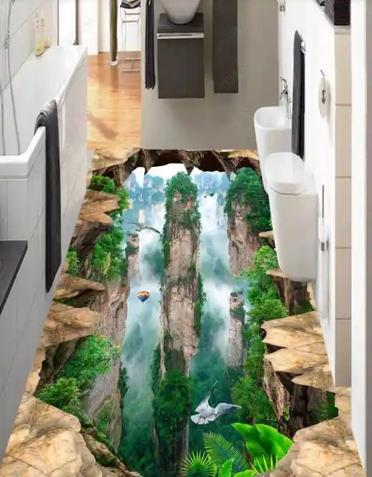 papel tapiz autoadhesivo de pvc para el suelo 3d de forest cliff adhesivos de vinilo para pisos papel de pared moderno para sala de estar