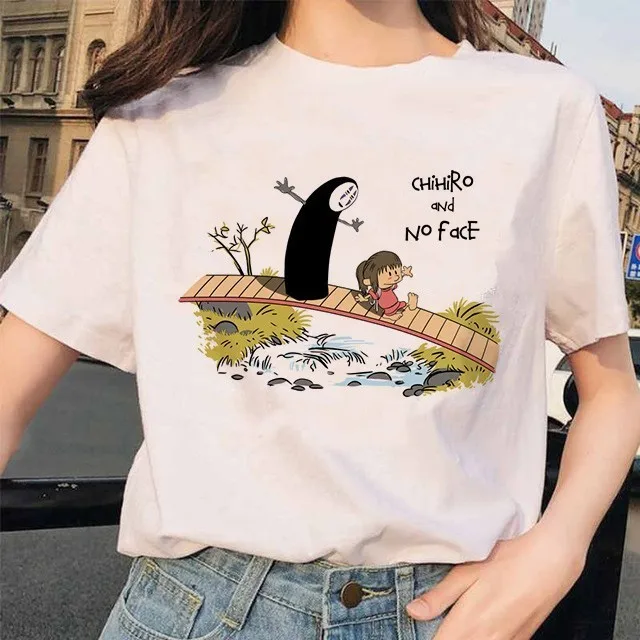 Totoro футболка Женская Топ футболки унесенная спиралью студия Ghibli Kawaii 90s
