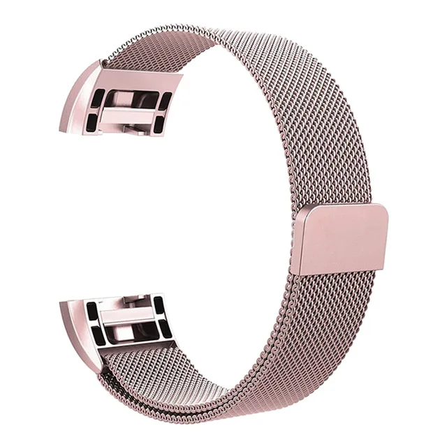 Rose pink Магнитный Миланский ремешок-петля для Fitbit Charge 2, металлические браслеты из нержавеющей стали для Fitbit Charge 2, браслет - Цвет: Rose pink