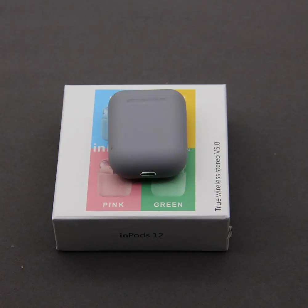Macaron Inpods 12 Mint i12 Tws наушники i7s i9s i11 беспроводные Bluetooth наушники гарнитура наушники для Iphone Android смартфон - Цвет: Серый