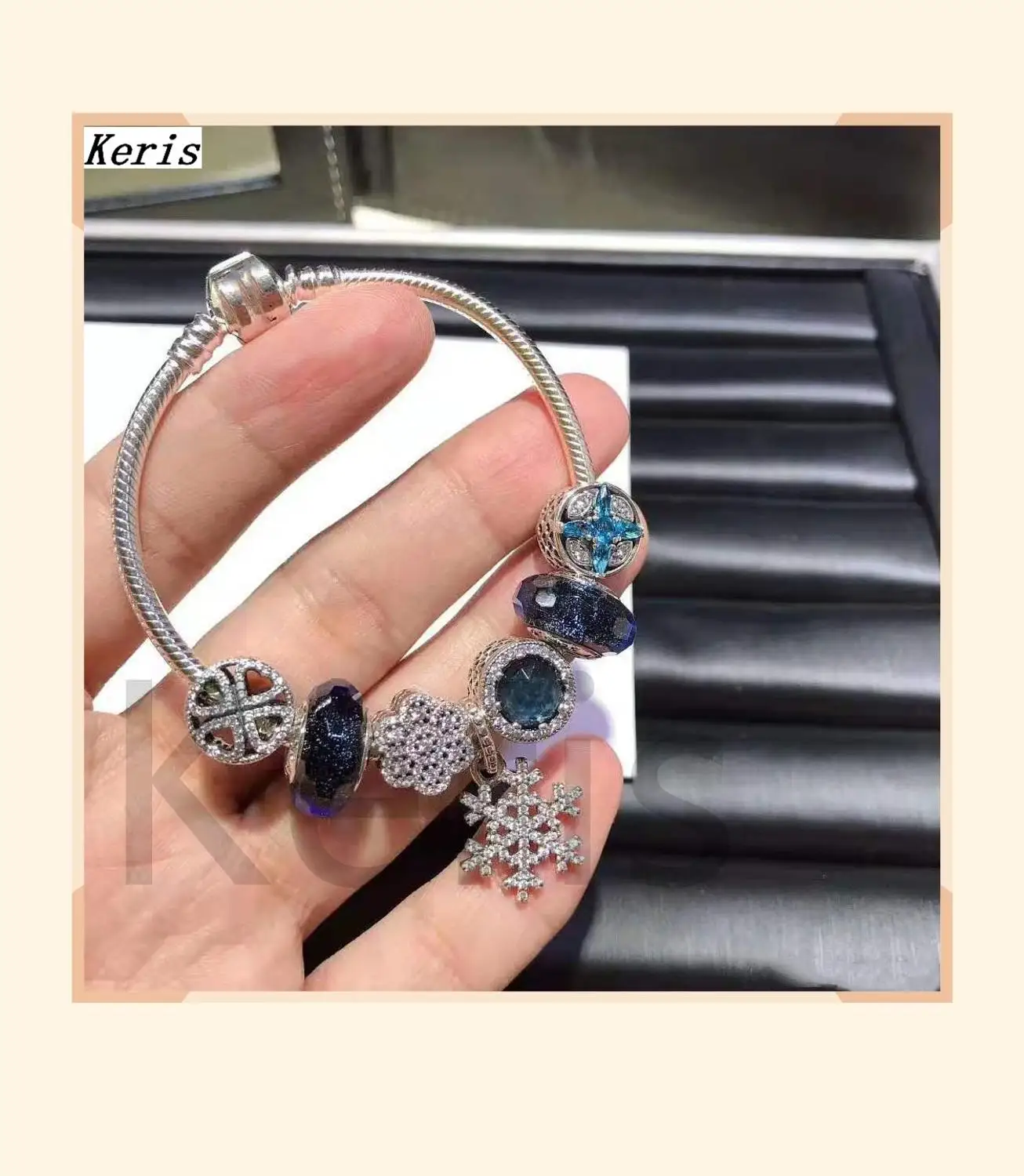 

Keris Store High Quality 1:1 100% Silver New Floral Starry Glazed Snow Pendant String Bracelet Free Delivery