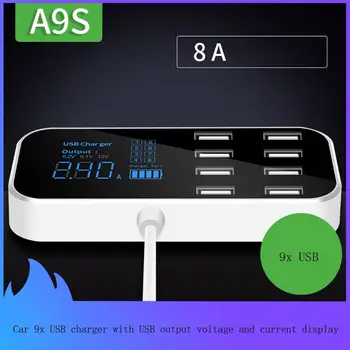 

9 Ports USB Car Charger LED Current Display Charging For Mobile Phone Tablet GPS X6HA