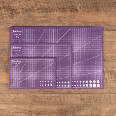 A3/A4/A5 ПВХ прямоугольные линии сетки режущий коврик инструмент пластиковая разделочная доска коврик двухсторонний режущий коврик ремесло DIY режущие инструменты - Color: Purple