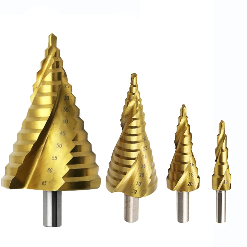 1/3/4pcs HSS Titanium Drill Bit Set 4-12 4-20 4-32 6-65mm Drilling Metal Spiral High Speed Steel HSS Wood Hole Cutter Cone Drill