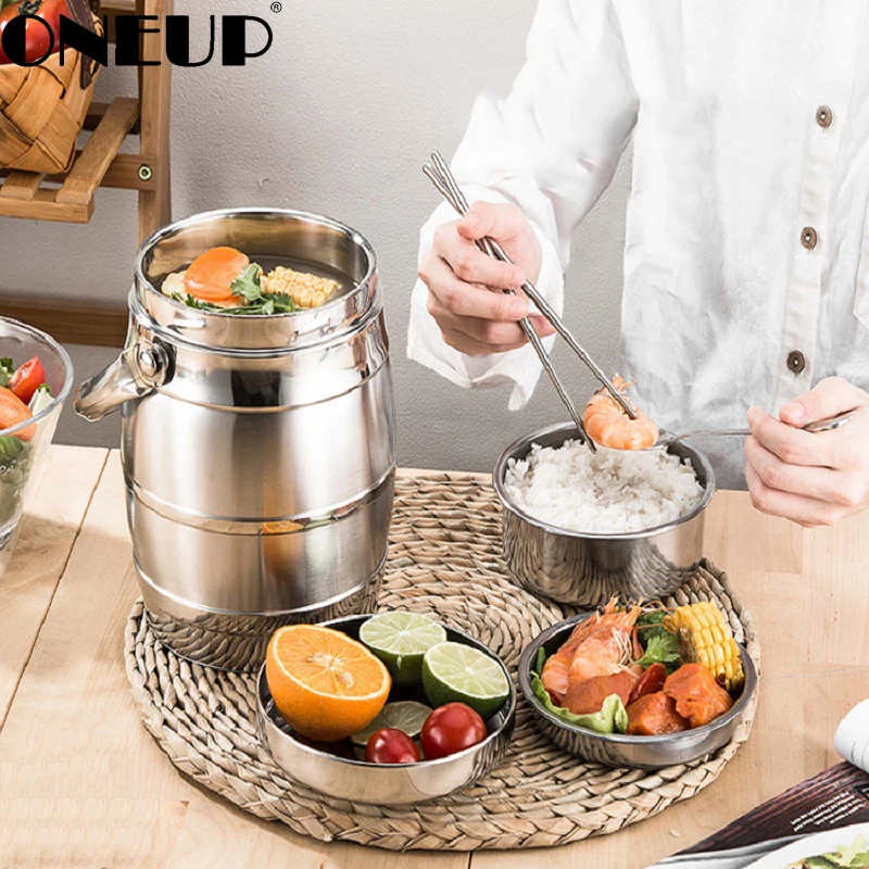 Переносная коробка для завтрака ONEUP из нержавеющей стали с отсеком термос