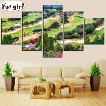 

5 Pieces diamond Painting spring Farm Wallpapers Terrace Pictures Posters Landscape embroidery Artwork Modern Plants Art mosaic