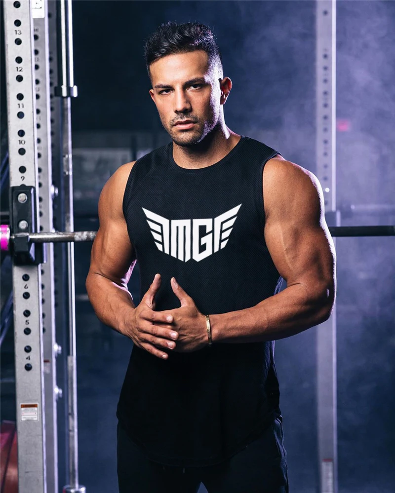 

Workout Gym Mesh Tank Top Men New Fitness Summer Fashion Musculation Clothing Bodybuilding Sport Sleeveless Shirt Quick Dry Vest