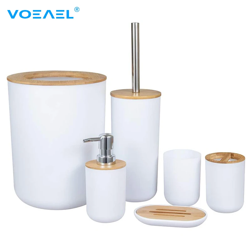 Plastic Bathroom Accessories Set Bamboo Bathroom Accessories Set