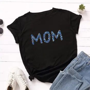 

Fashion Cotton Female T-shirt Short Sleeve Plus Size Women T Shirt MOM Letter Printed Ladies Tops Harajuku Kpop Tee tshirt Femme