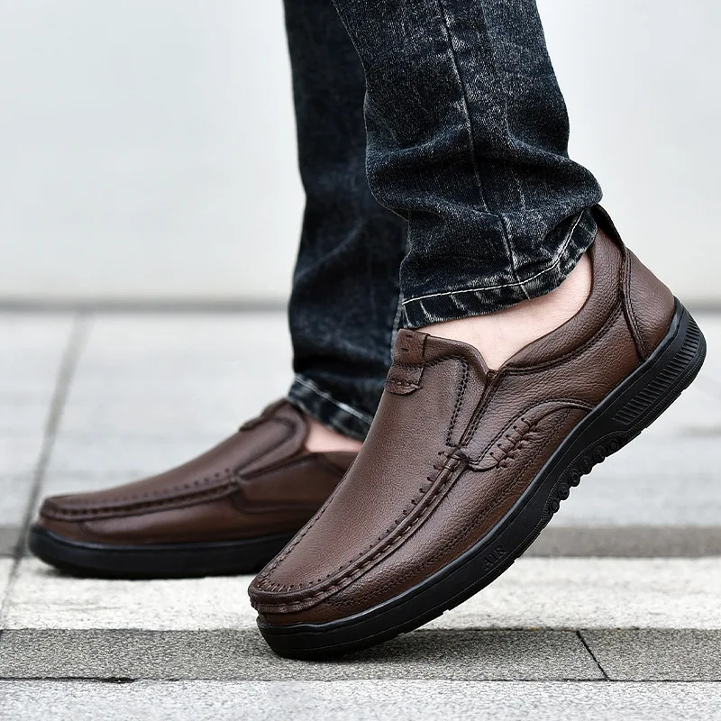 

2019 Spring New Style Middle-aged Leather Shoes Men Outdoor Casual Shoes Formal Wear Business Shoes Lai Foot Covering MEN'S SHOE