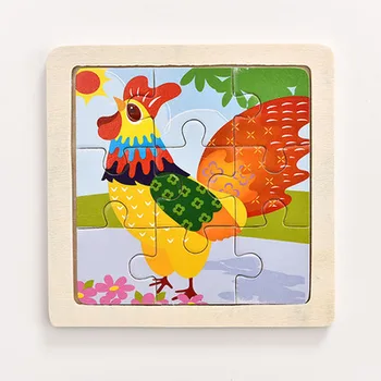 

Wood Wooden animals 3D Puzzle Mini Size 11*11CM Kids Jigsaw for Children Baby Cartoon Animal/Traffic Puzzles Educational Toys