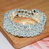 Fashion Luxury Women Multi Layers Crystal Rhinestone Bracelets Bangles Adjustable Wedding Pulseras Jewelry Girl Gifts 4