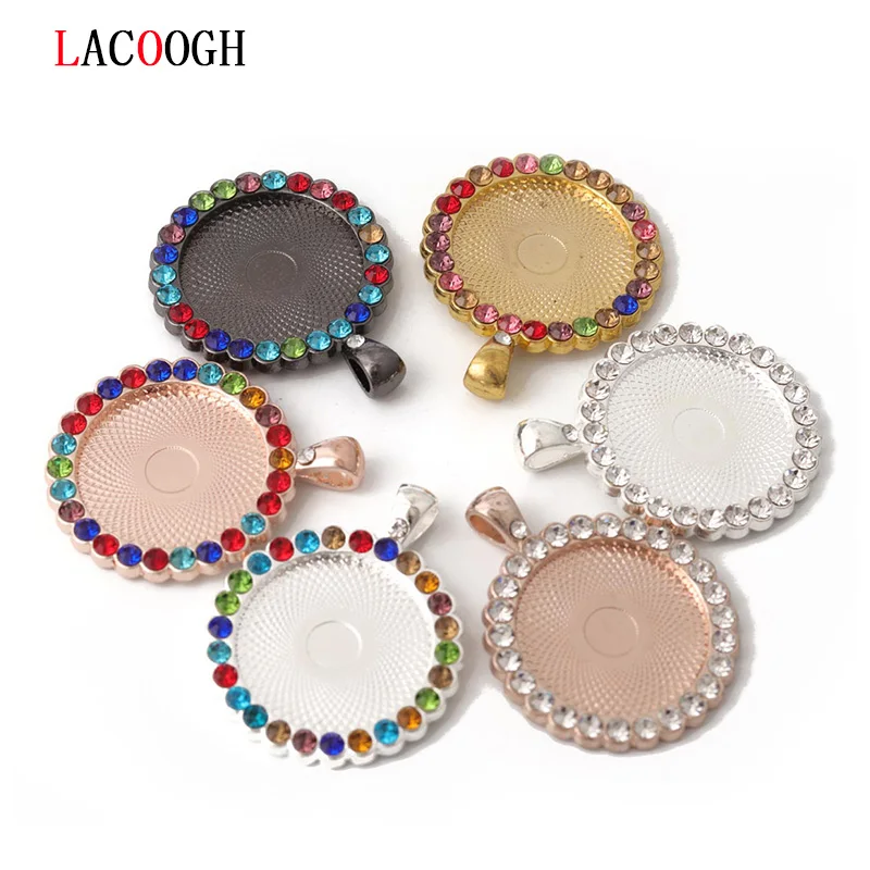 35 мм Красочные Стразы рамка Кабошон лотки База Установка подходит Flatback кабошоны