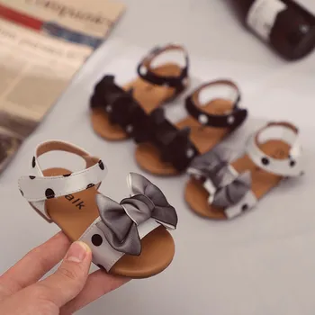 

First Summer Children kids Baby Girls Fashion Dot Bowknot Princess Sandals Shoes Soft Anti-slip Sole Toddler Shoes