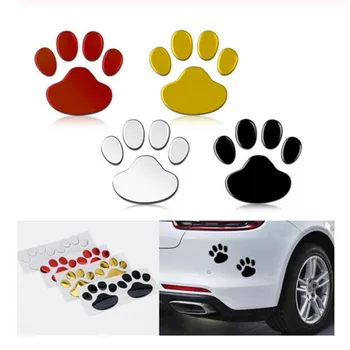 

2Pcs/Set Car Sticker Cool Design Paw 3D Animal Dog Cat Bear Foot Prints Footprint Decal Car Stickers Silver Red Black Gold