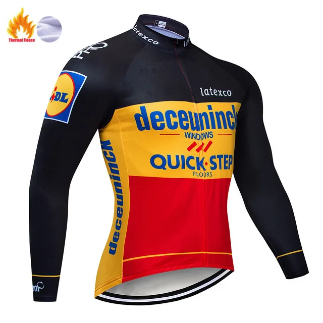 QUICKSTEP командная велосипедная куртка 9D набор велосипедных штанов Ropa Ciclismo мужская зимняя теплая флисовая pro трикотаж для велосипедистов одежда - Цвет: 17