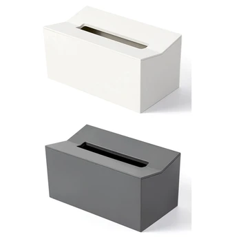 

2pcs Kitchen Tissue Box Cover Napkin Holder for Paper Towels Box Wall Mounted - Gray & White