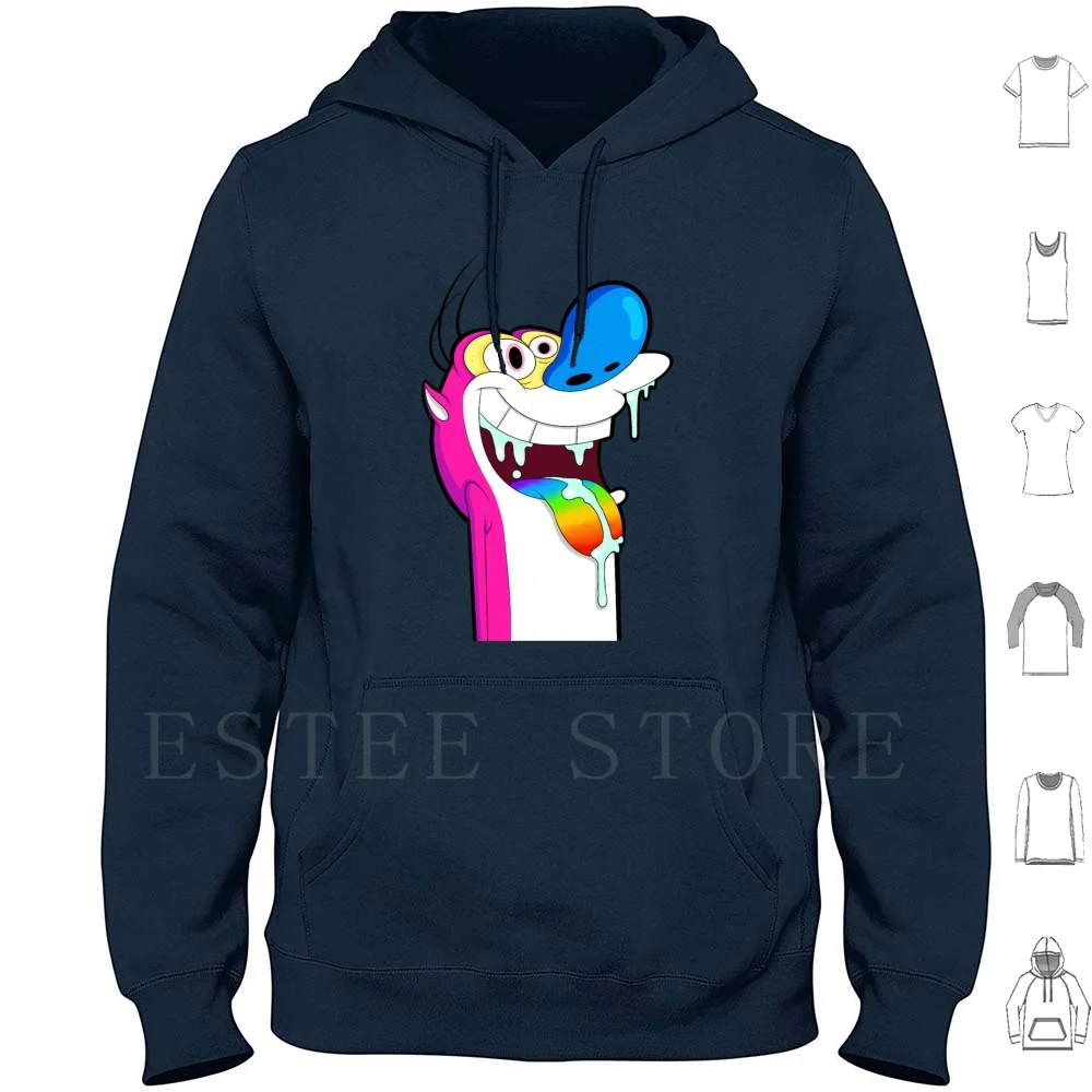 

Pink Stimpy Hoodie Long Sleeve Cartoons Fanart Pink Rainbow Ren And Stimpy