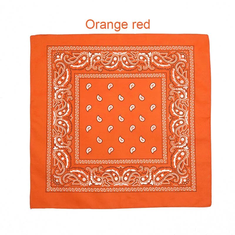Новинка, модная бандана в стиле хип-хоп из хлопка, квадратный шарф 55 см* 55 см, повязка на голову с принтом пейсли черного и красного цветов для женщин/мужчин/мальчиков/девочек - Цвет: Orange red