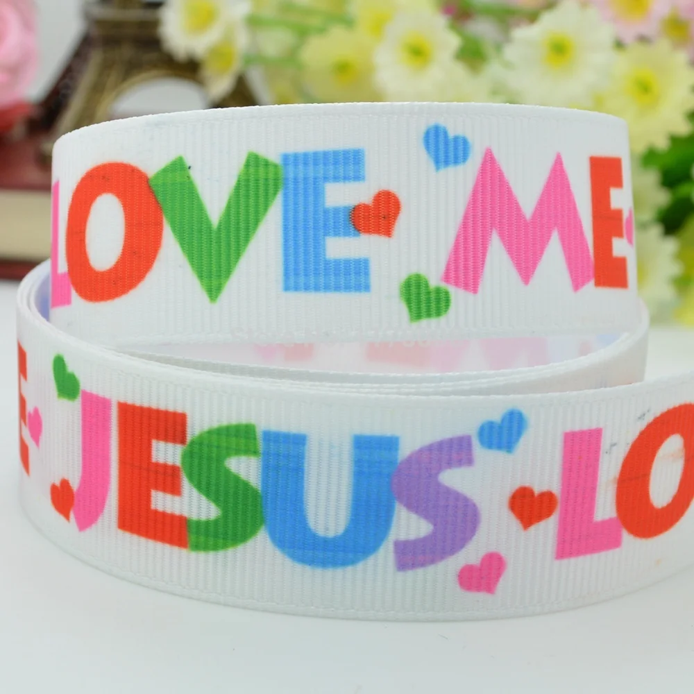 7/" 22 мм JESUS LOVES YOU& ME EASTER VBS BIBLE SCHOOL печатная корсажная лента бант для волос DIY Ручная работа 50YD