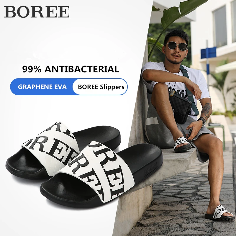 

BOREE Couple Men Slippers GRAPHENE EVA Slippers Non-slip Bathroom Slides Flip Flops Soft Women Male Shoes Plus Size Sandals