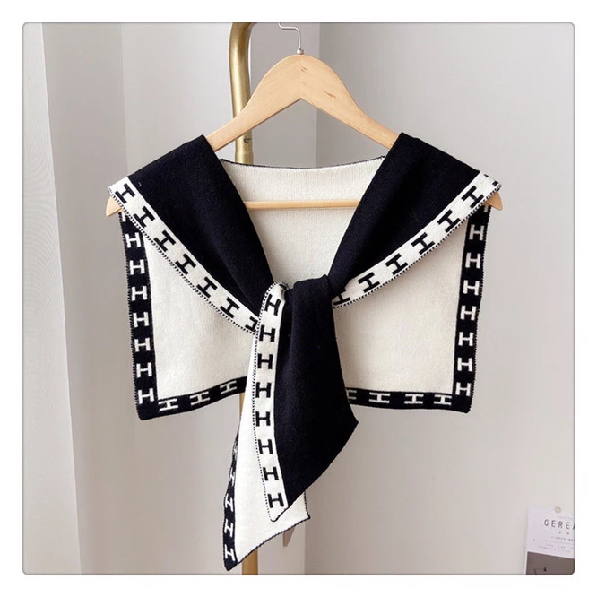 

Spring Summer Knitted Shawl Knot Wear Cervical Scarf Women's Shawl Girls' Shopping Coat Leisure Fashion Black