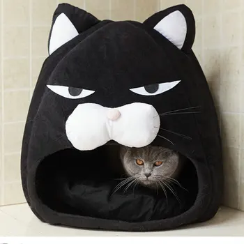 

Foldable Cat Bed Pet House Warm Kennel Soft Sofa Cushion Cartoon Puppy Cats Cave Tent Waterproof Bottom Sleep Bag Pet Supplies