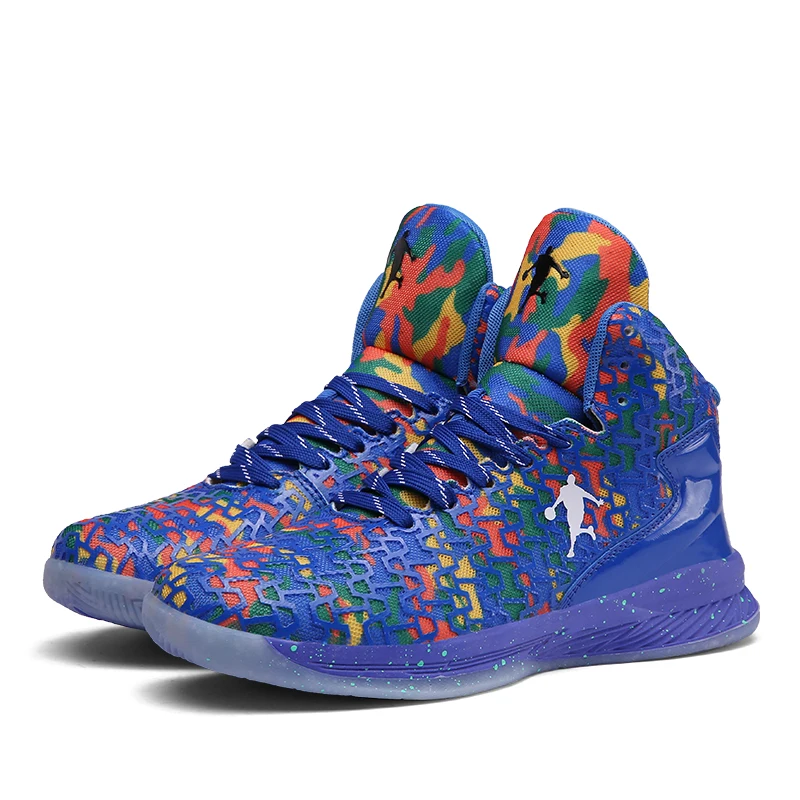 Высокие баскетбольные кроссовки Jordan, мужские амортизирующие уличные кроссовки, дышащая спортивная обувь, нескользящая Баскетбольная обувь, большие размеры 36-47 - Цвет: Синий