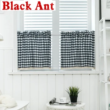 

Japanese Style Lace Lattice Curtain for Kitchen Linen Drape Curtain for Bay Window Door Curtain Rod Pocket DL-JD07#40