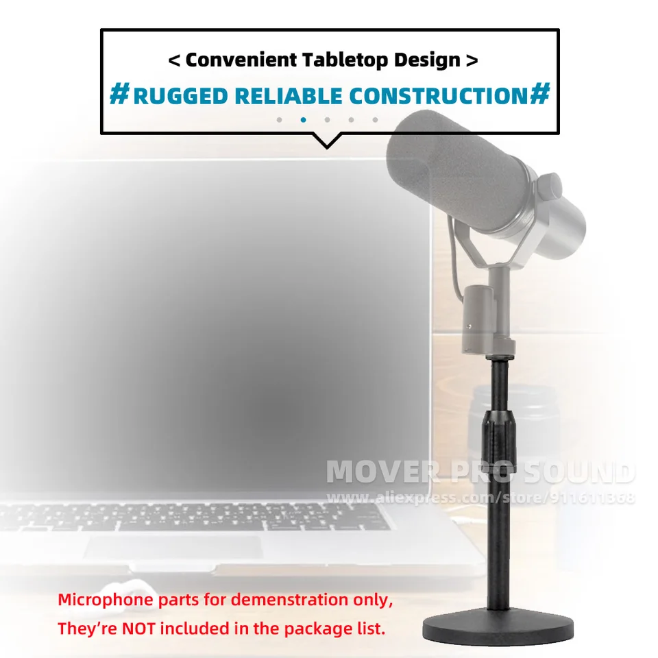 Shure SM7B SM 7B 7 B SM7DBマイク対応、高さ調整可能な卓上