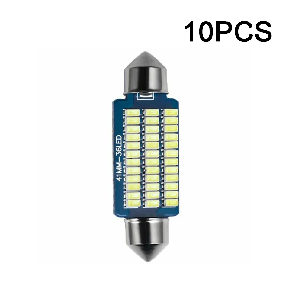 

10pcs Internal Blub Car 42MM Light Double tip White Festoon Error Free 36 3014 SMD LED Roof light