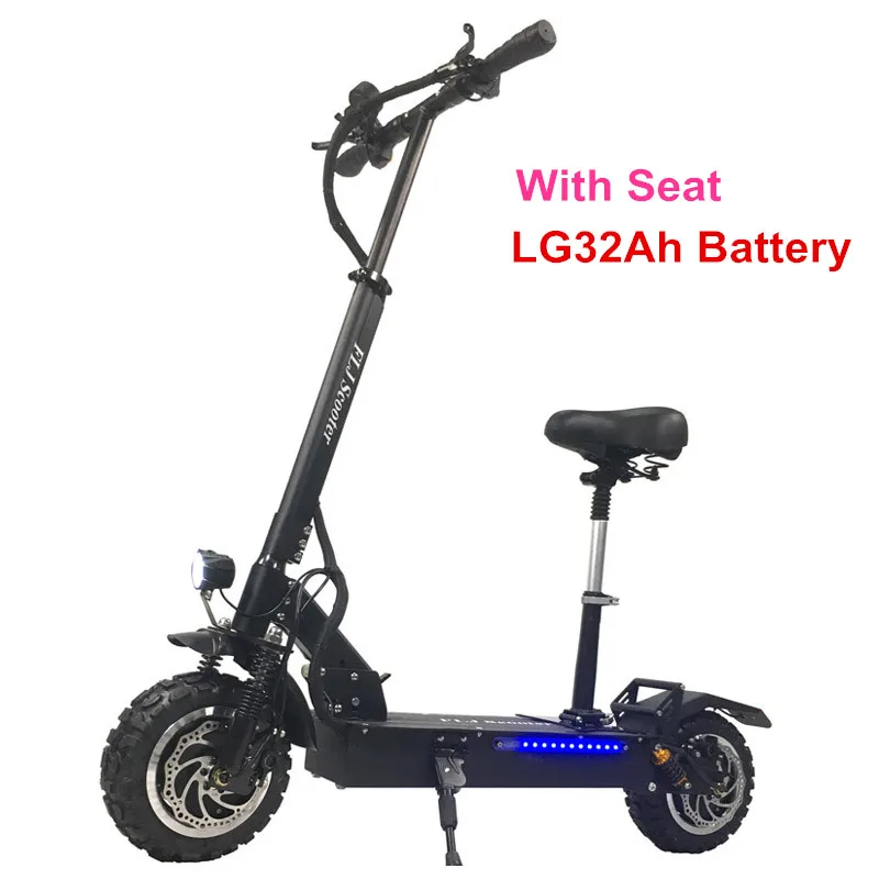 Электрический скутер FLJ для взрослых с мотором 60 в/3200 Вт, мощный самокат с толстыми шинами, складные электрические самокаты для взрослых - Цвет: LG 30Ah With Seat