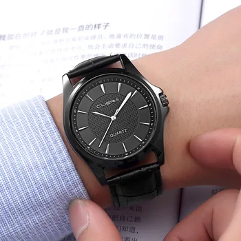 

Leather Watch Men Fashion Mens Leather Military Casual Analog Quartz Wrist Watch Business Watches relogio masculino часы мужские