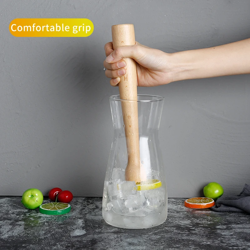 Wooden Cocktail Muddler and Mixing Spoon with Cocktail Recipes e