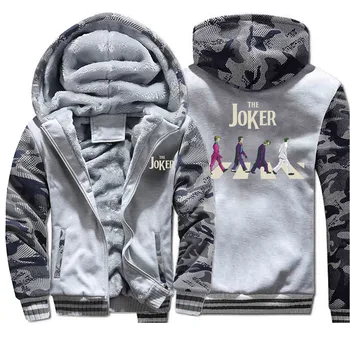 

Joker printing trend men hooded hoodie camouflage plus velvet thick sweatshirts 2019 autumn winter favorite casual homme clothes