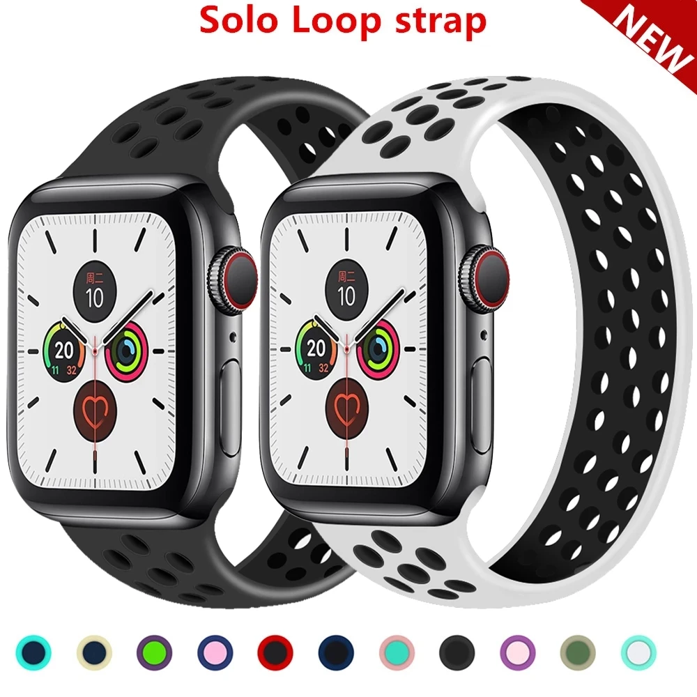 Силиконовый ремешок для apple watch 6/SE/5/4 band 44 мм 40 эластичный браслет iwatch series 3 2 1 42 38