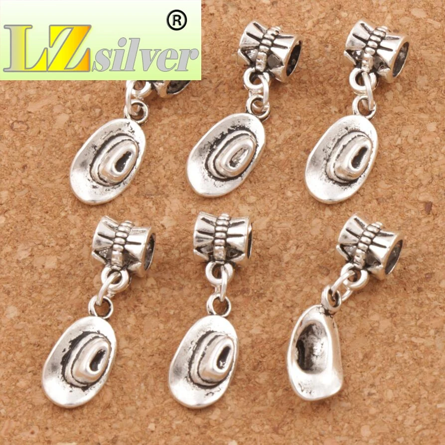 Cowboy Hat Charm Beads 27.7x8.2mm 100pcs Zinc Alloy Dangle Fit European Bracelets Jewelry DIY B409